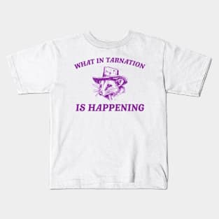 what in Tarnation is happening shirt, Funny Cowboy Possum Meme shirt, Retro Cartoon Kids T-Shirt